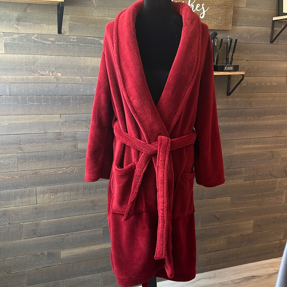 NWT Soft Surroundings Amelia Plush Robe in Red Dahlia size small 6-8